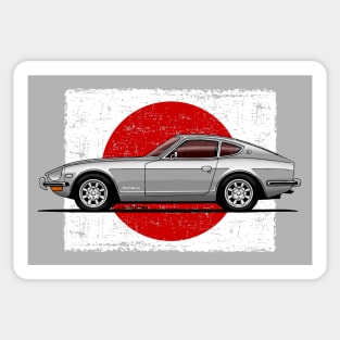 The super cool japanese sports car with flag background Sticker